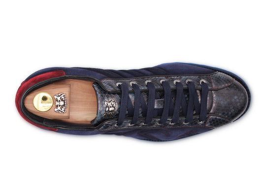Zapatillas de deporte en gamuza y pitón