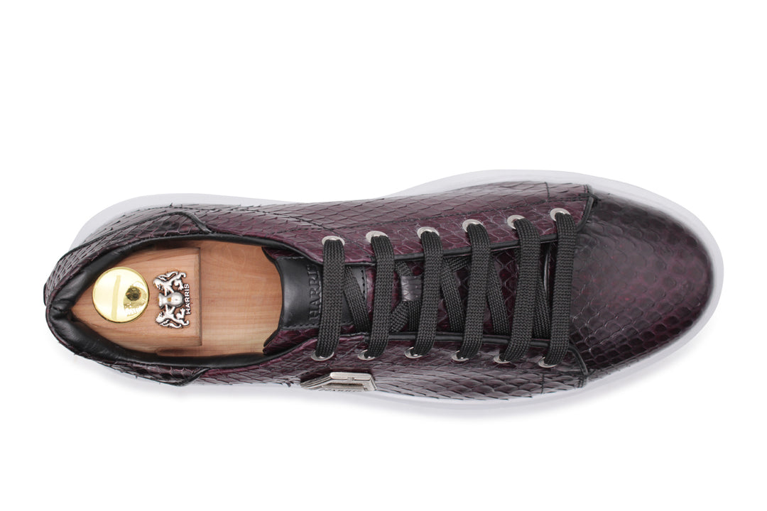 Sneaker bordeaux in pelle di pitone