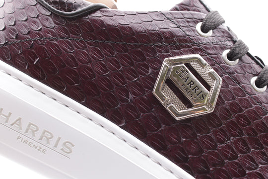 Sneaker bordeaux in pelle di pitone