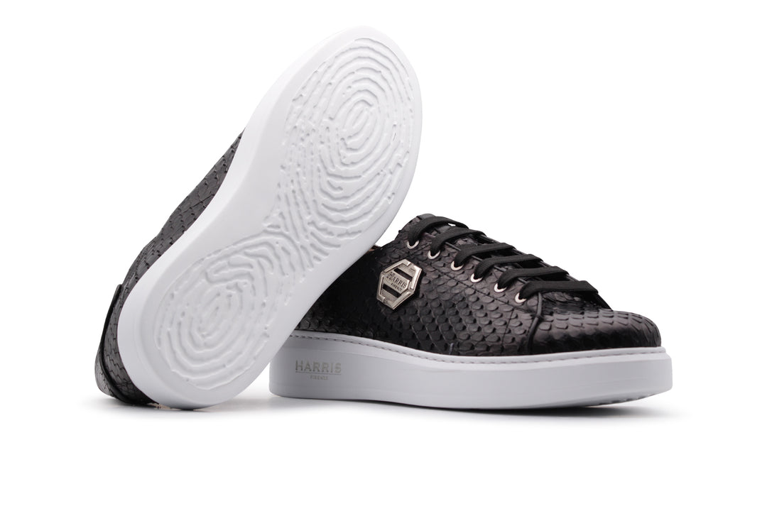 Sneaker nera in pelle di pitone