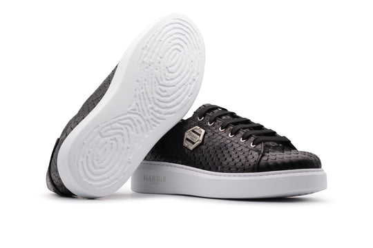 Sneaker nera in pelle di pitone