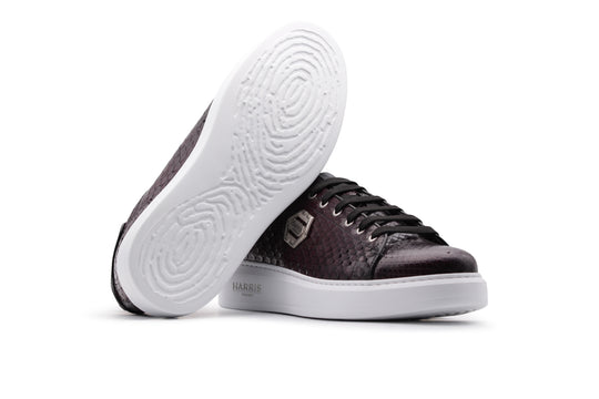 Sneaker bordeaux in pelle di pitone