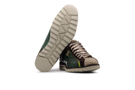 Sneaker In Pelle Pregiata Con Stampa Cocco