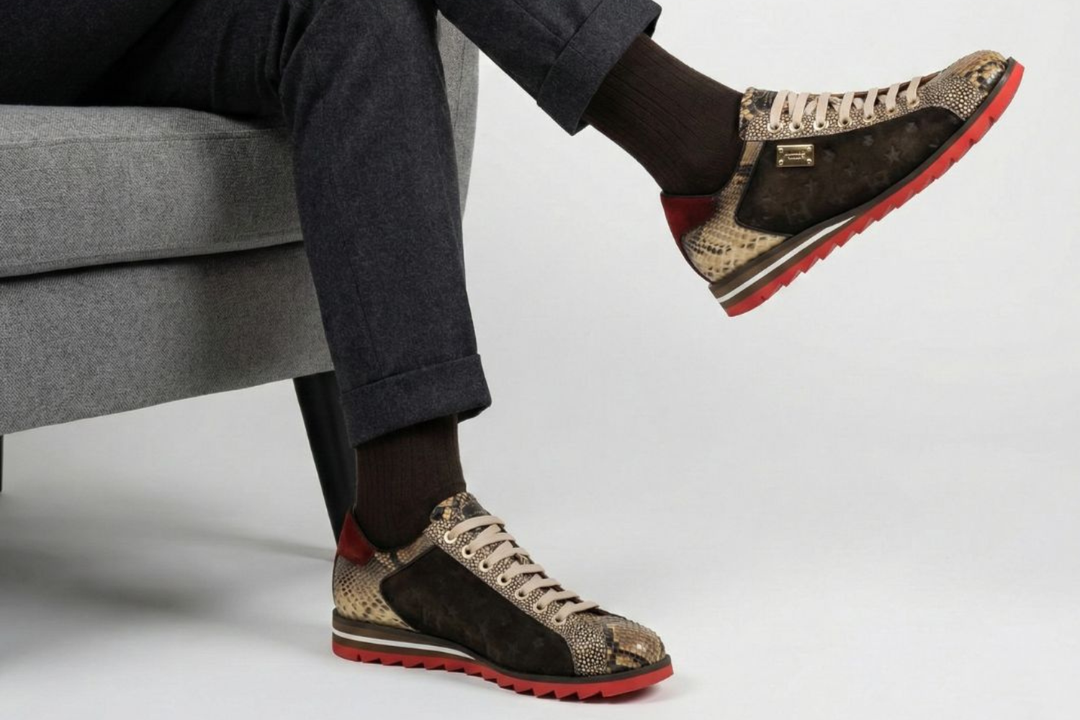 Zapatillas deportivas de ante Monogram y pitón