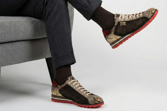 Zapatillas deportivas de ante Monogram y pitón