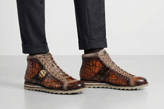 Polacchino in pelle effetto coccodrillo