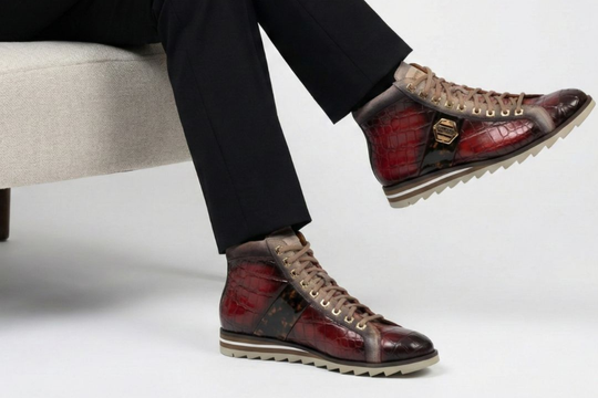 Botín de piel efecto cocodrilo