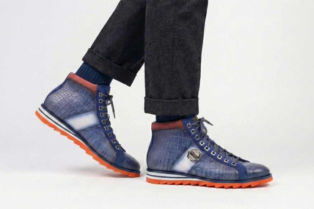 Botín de piel efecto cocodrilo