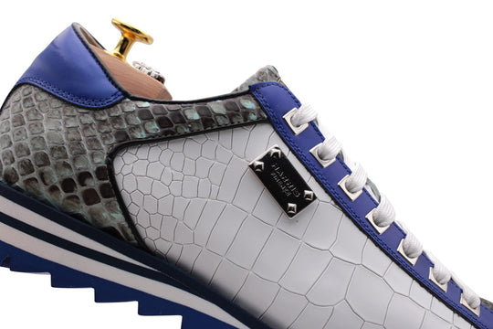 Precious leather sneaker with crocodile printing