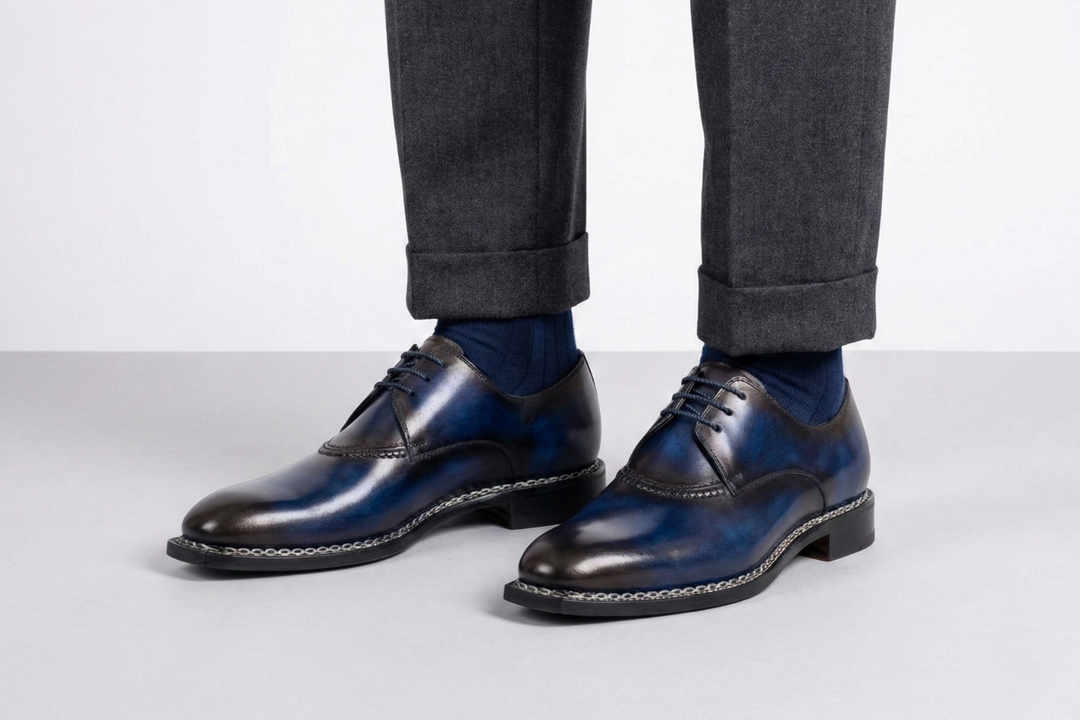 Derby dipinto a mano con lavorazione Norvegese