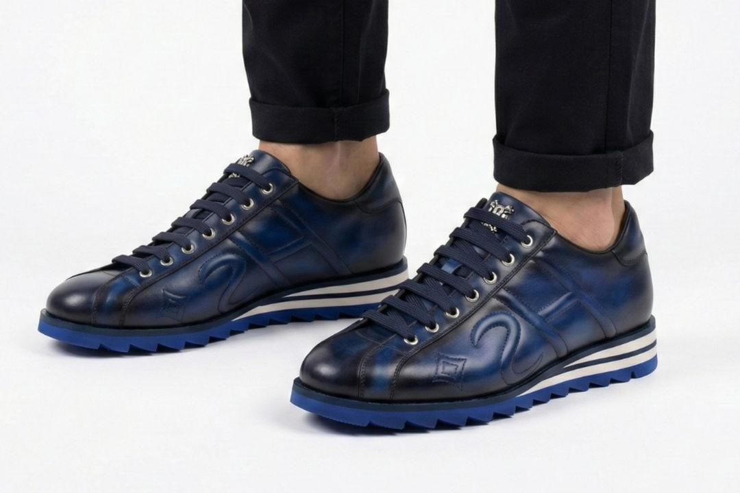 Hand-painted leather sneaker