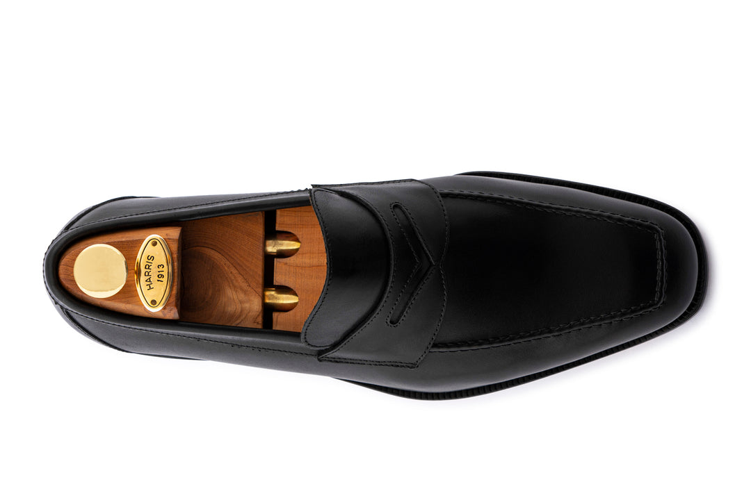 Mocassino classico in pelle pieno fiore Nero
