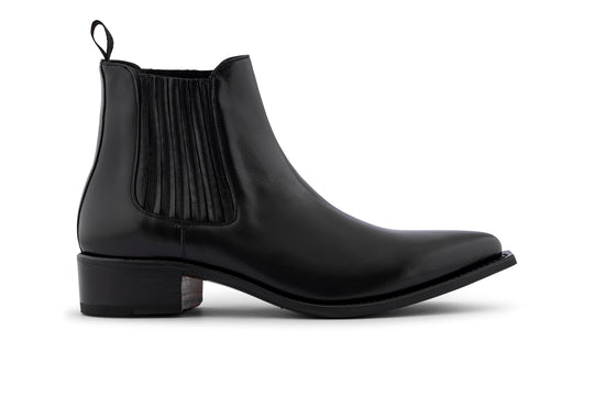 Texan leather ankle boot with elastic