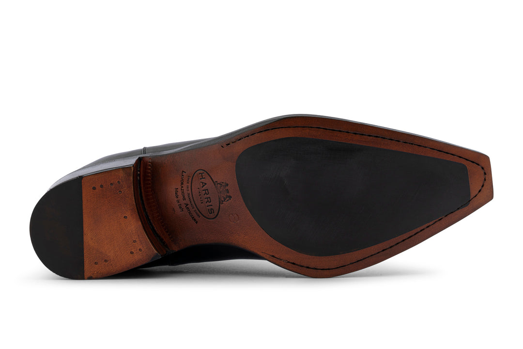 Texan leather ankle boot with elastic