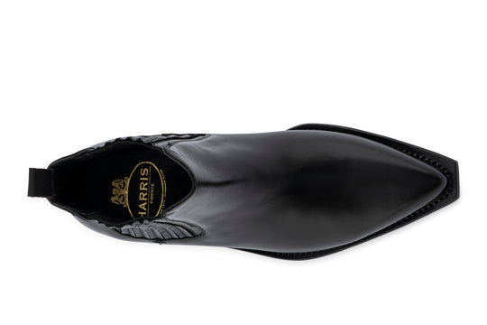 Texan leather ankle boot with elastic