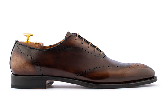 Hand-painted leather oxfords with brogue details