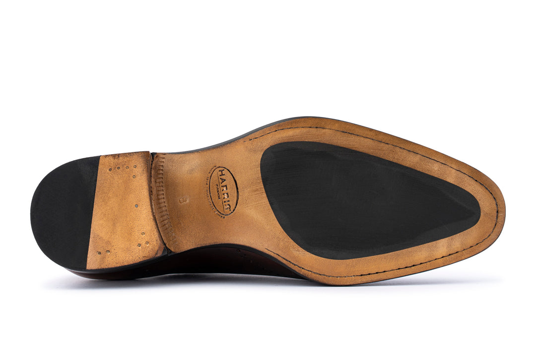 Hand-painted leather oxfords with brogue details