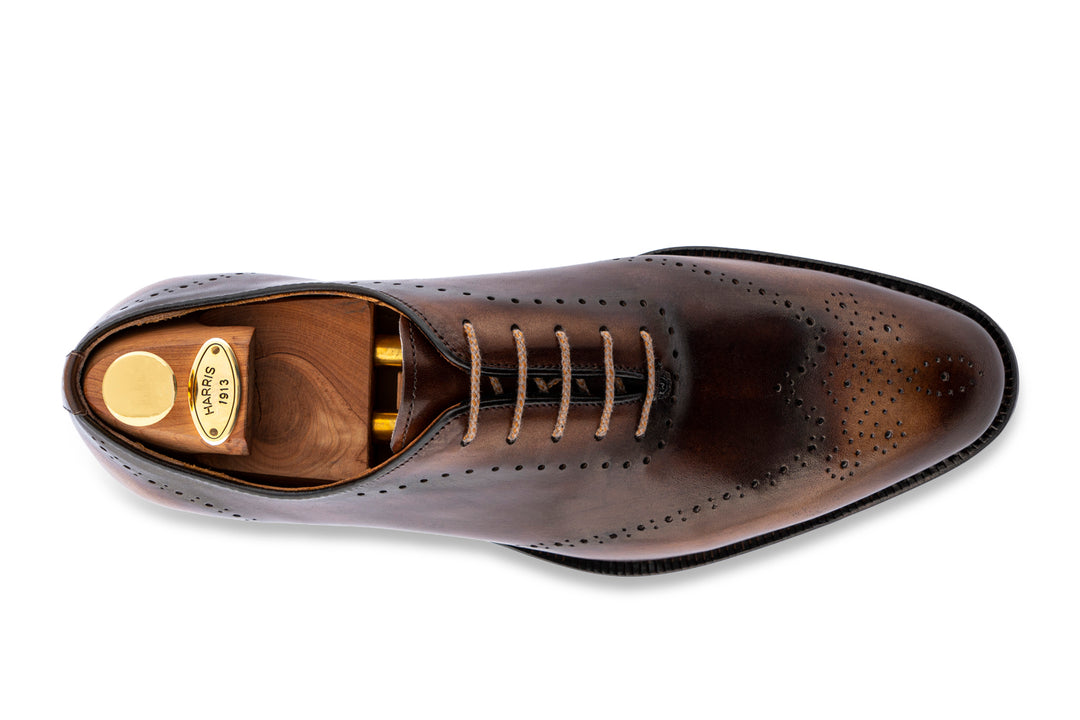 Hand-painted leather oxfords with brogue details