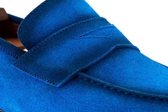 Mocassino in suede anticato a mano