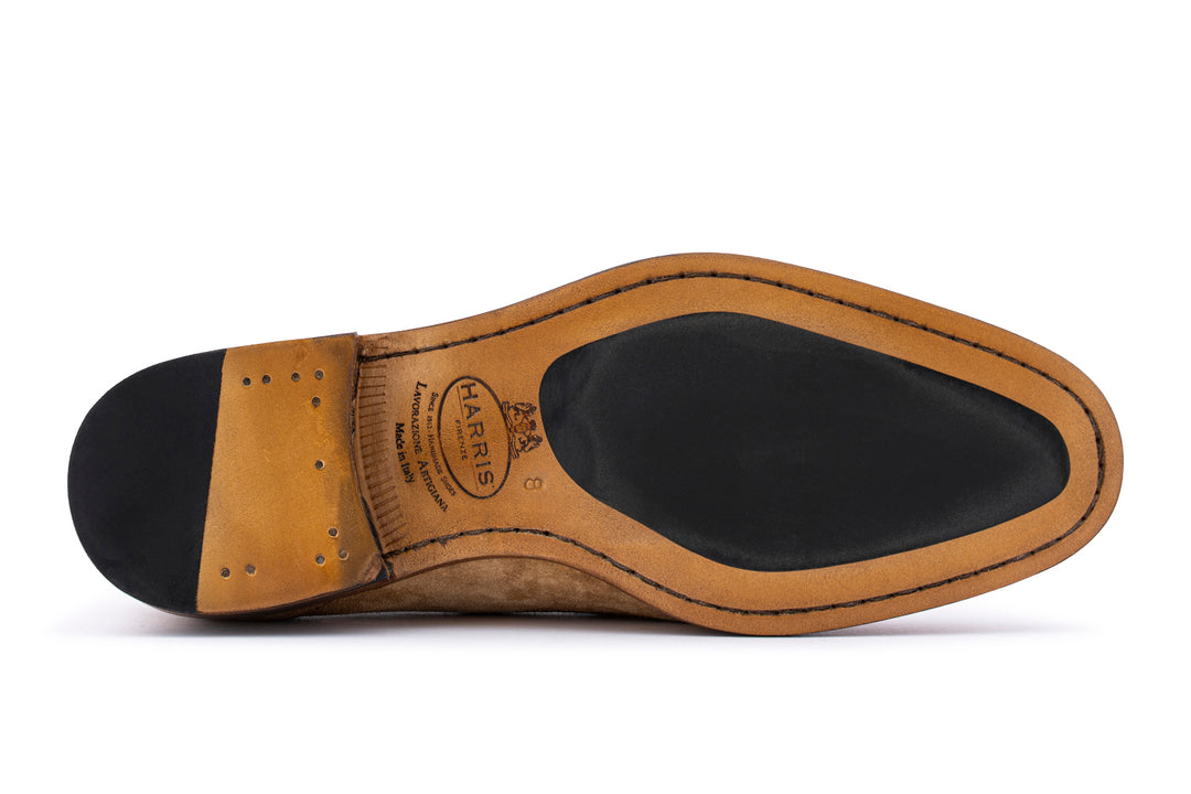 Mocassino in suede nuvolato con pon pon