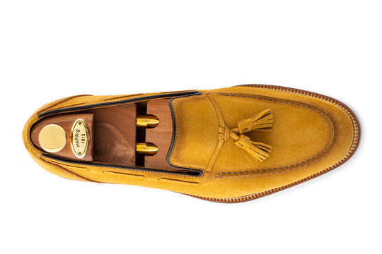 Mocassino in suede con pon pon