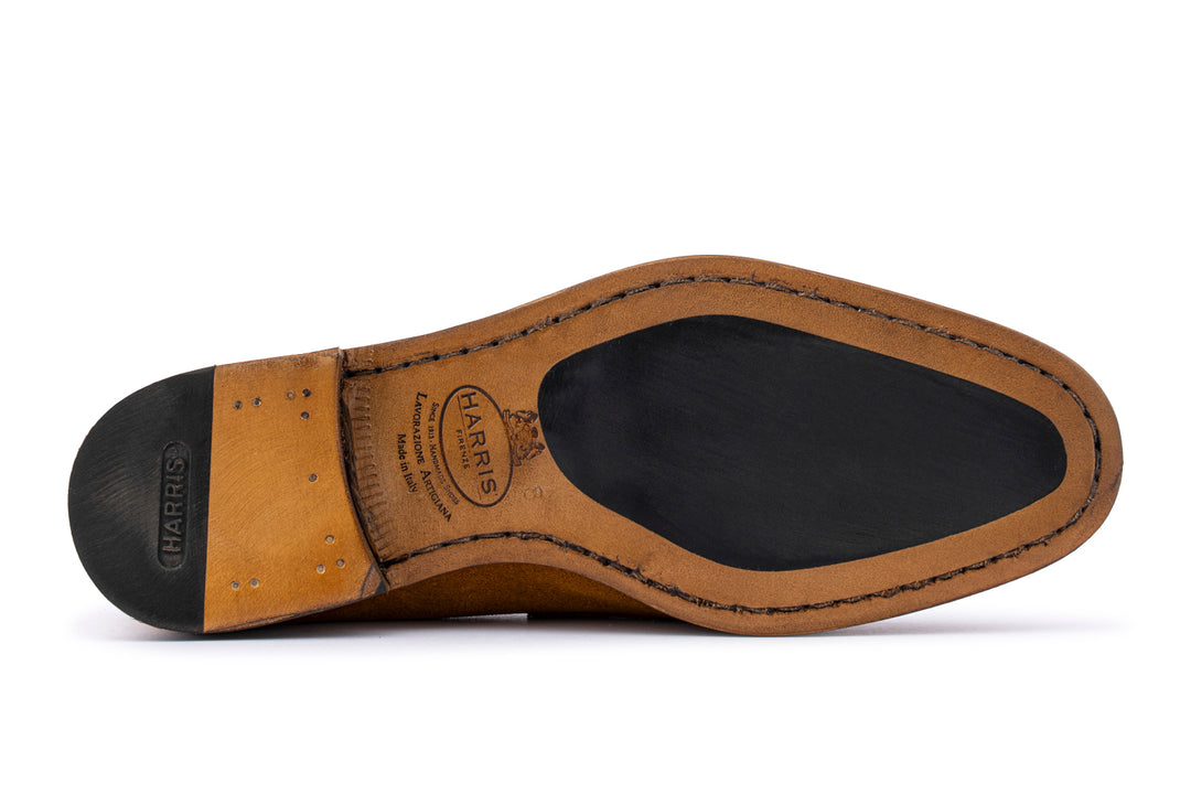 Mocassino in suede anticato a mano