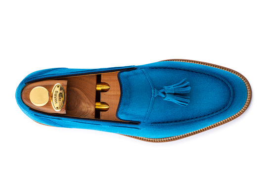 Mocassino in suede con pon pon