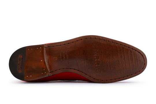 Mocassino in suede con pon pon Rosso