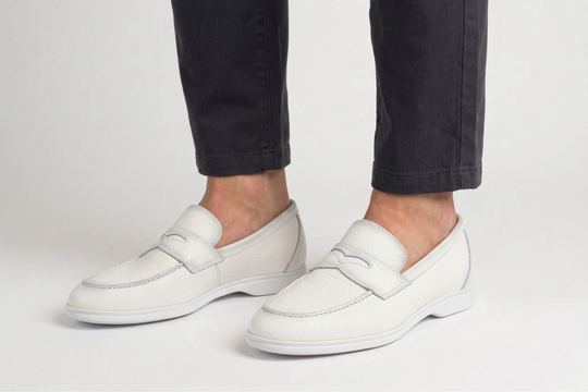 Mocassino in pelle morbida effetto alce e suola in gomma