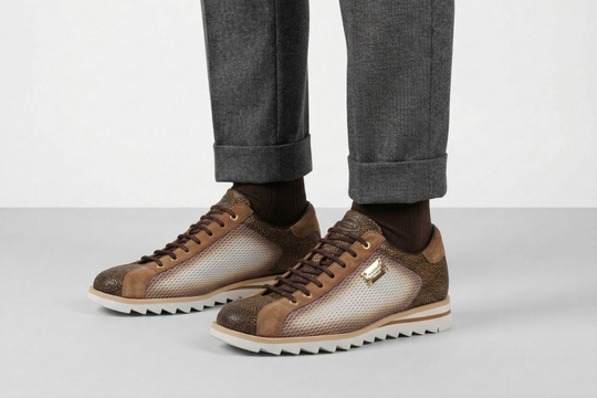 Perforated effect printed sneakers