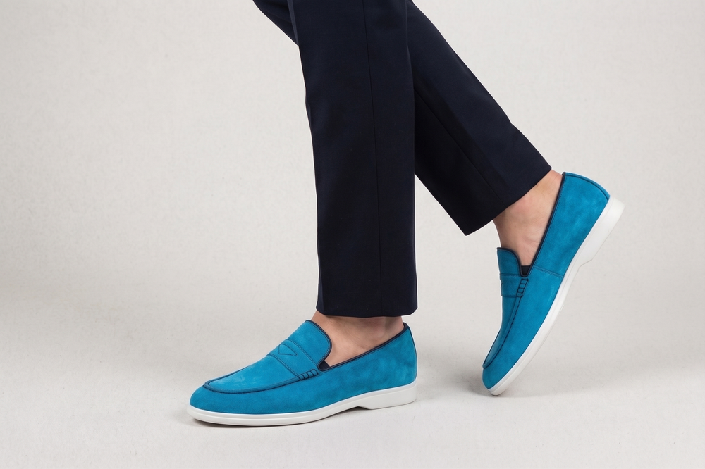 Mocassino in suede e suola in gomma