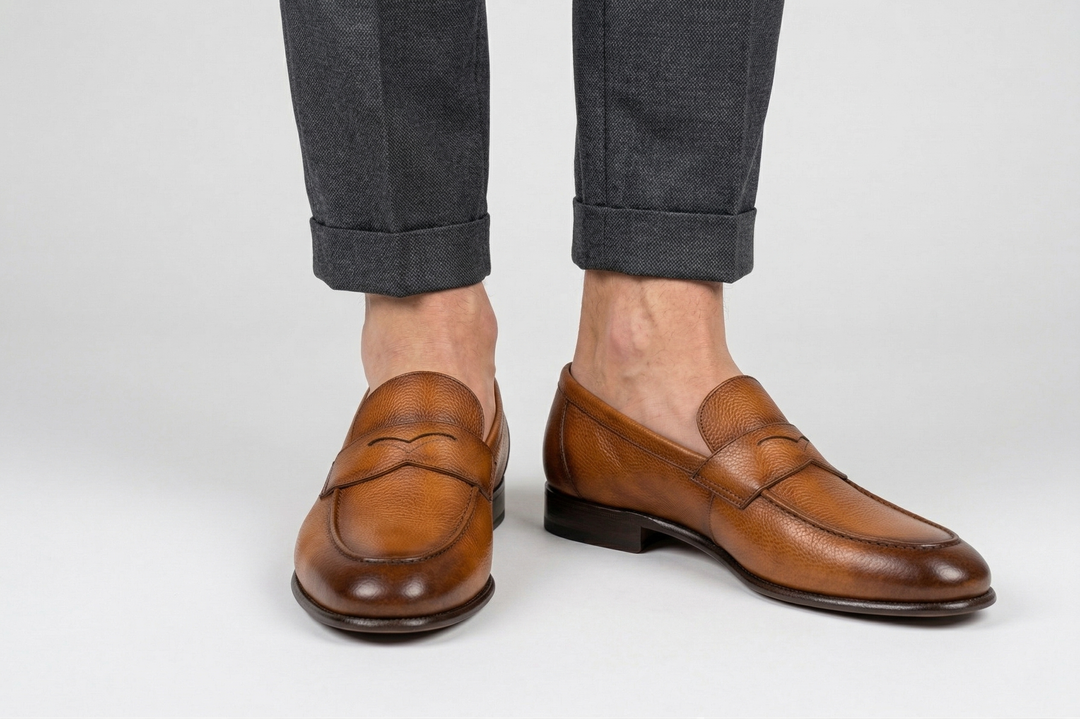 Mocassino in pelle morbida effetto alce