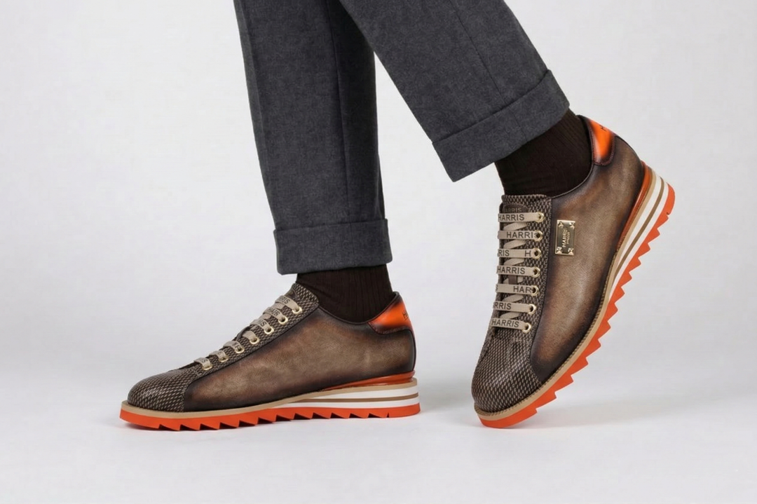 Textured and suede effect sneakers