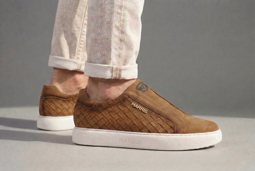 Sneakers Slipon in pelle intrecciata