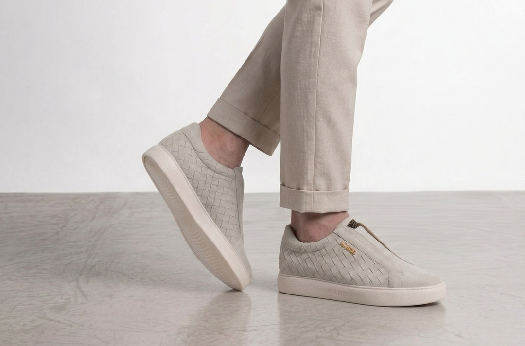 Zapatillas slip-on de piel tejida