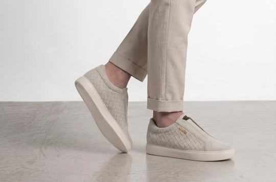 Zapatillas slip-on de piel tejida