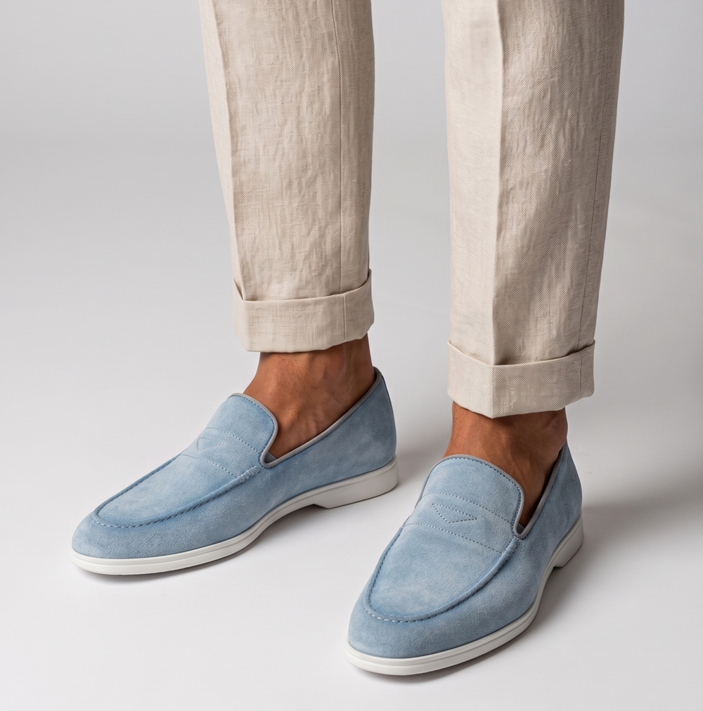 Mocassino in suede e suola in gomma