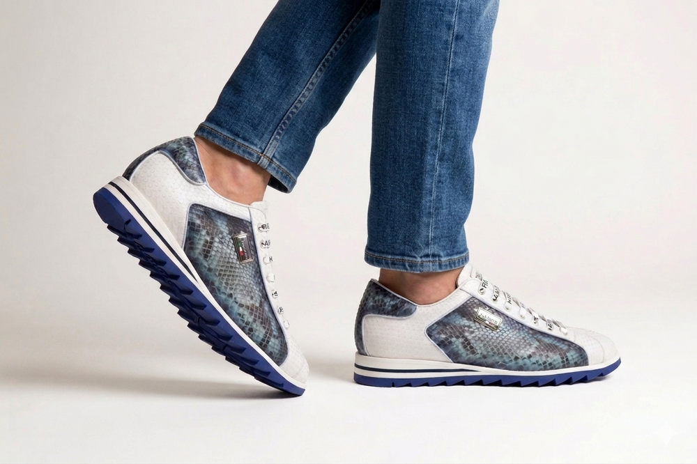Python leather sneakers