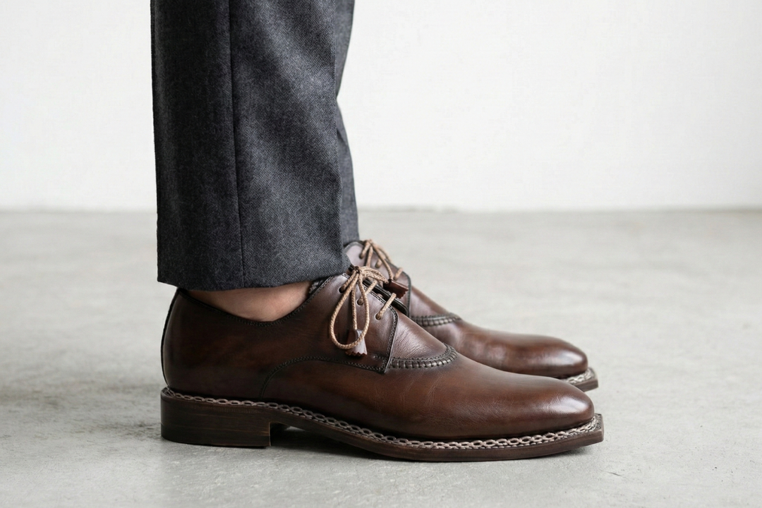 Derby dipinto a mano con lavorazione Norvegese