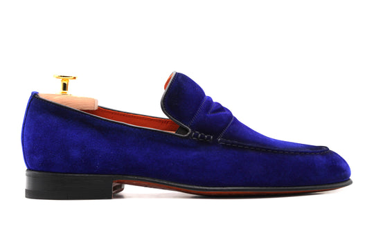 Mocassino in suede con passante imbottito