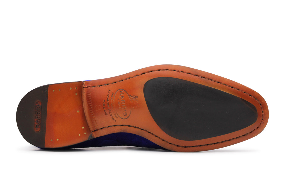 Mocassino in suede con passante imbottito
