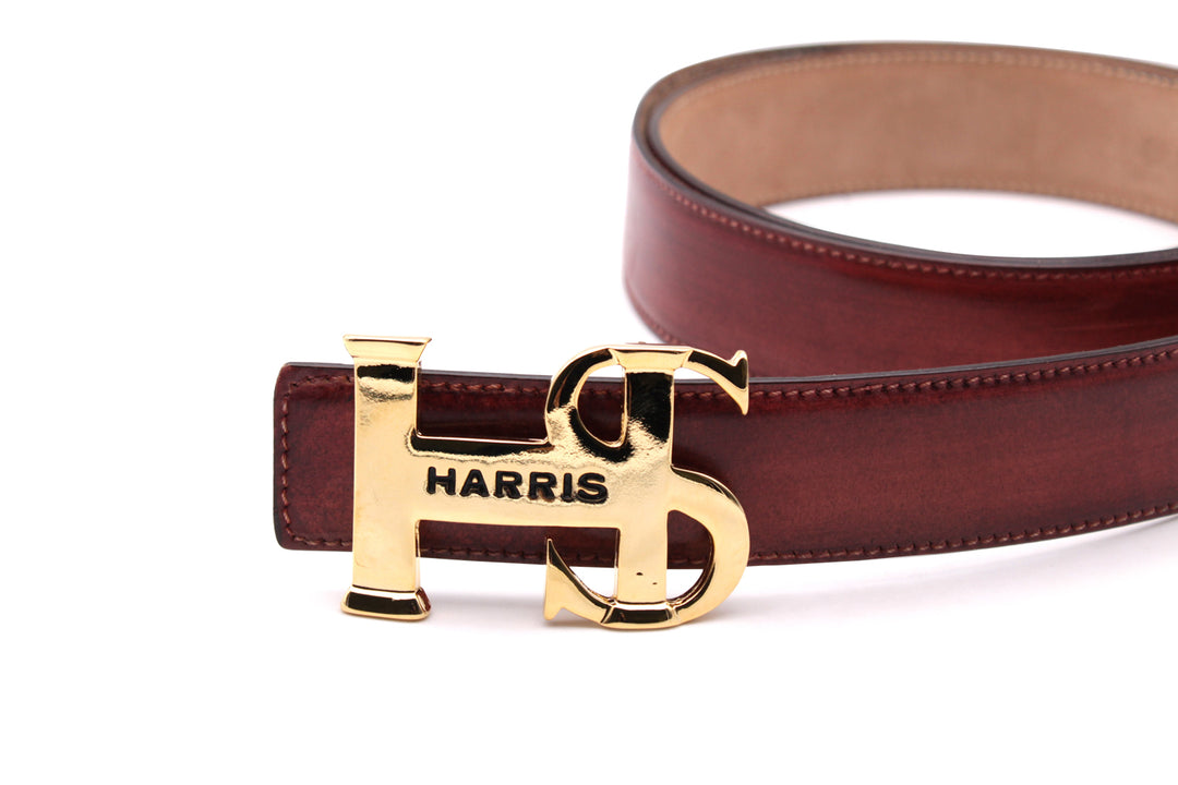 Hand-painted leather belt with buckle