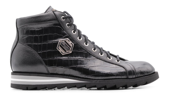 Bottine en cuir effet crocodile