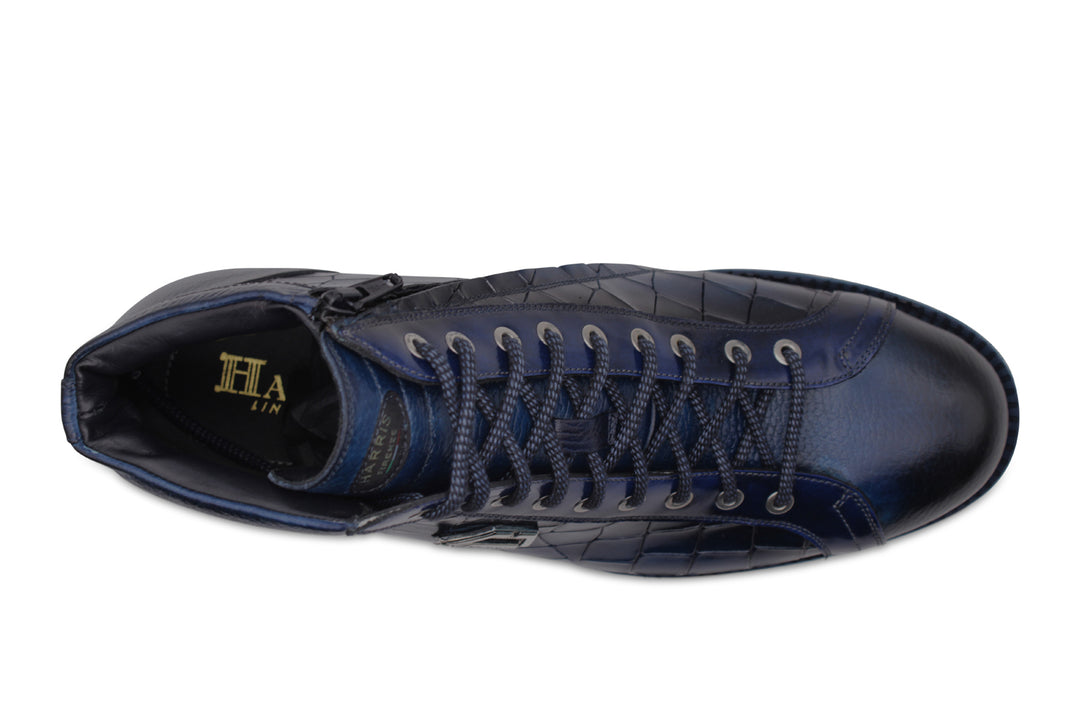 Bottine en cuir effet crocodile peint à la main