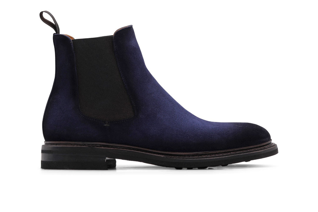 Suede ankle boot Blue with elastic
