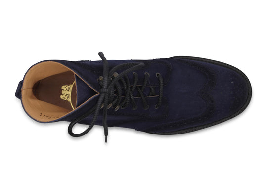 Polacchino in suede Blu con dettagli Brogue