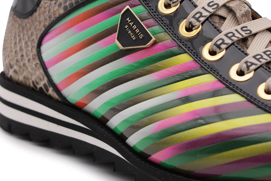 Sneakers Limited Edition in pitone e rigato multicolor