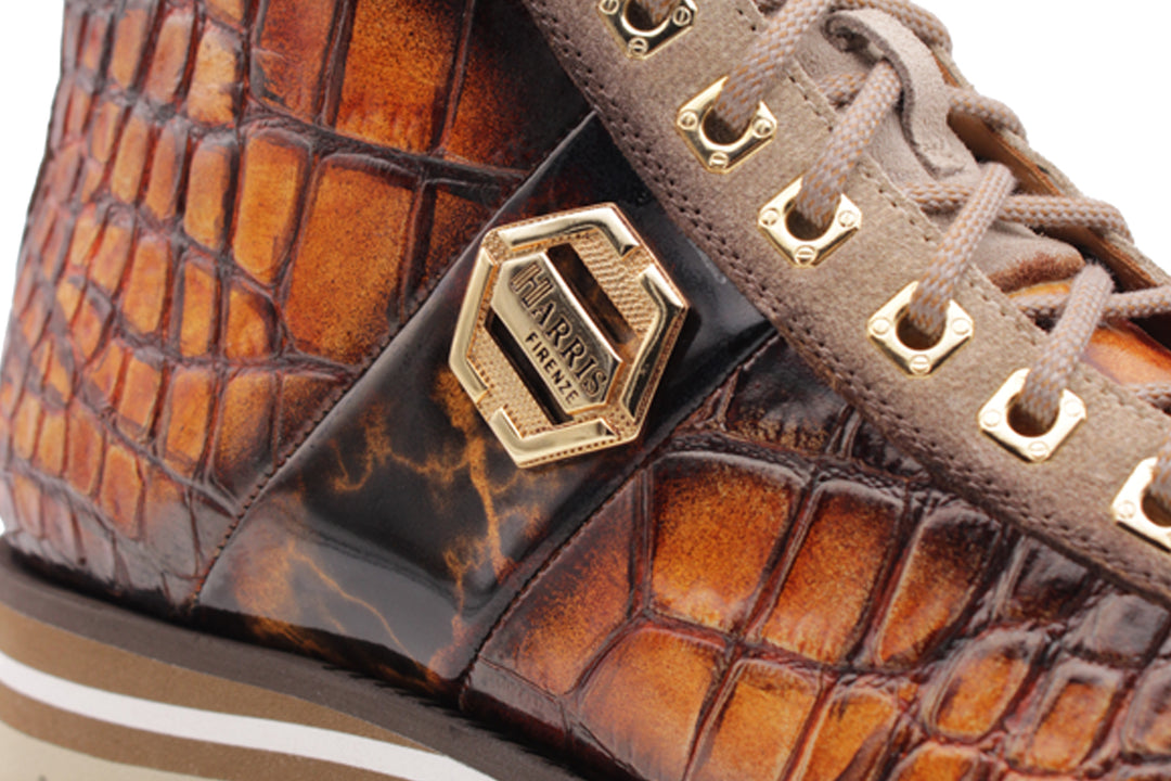 Polacchino in pelle effetto coccodrillo