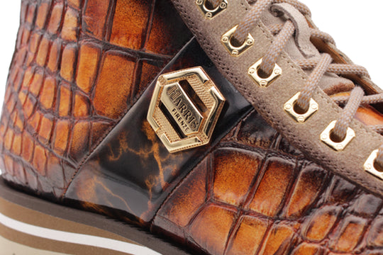 Polacchino in pelle effetto coccodrillo