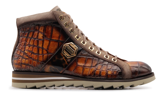 Polacchino in pelle effetto coccodrillo